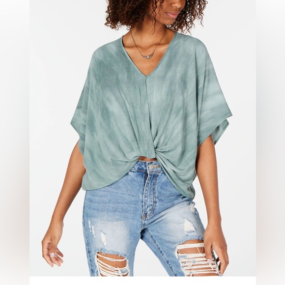 Polly & Esther Tops - NWT Polly & Esther Womens XL Knot-Front Dolman Sleeve Casual Top in green